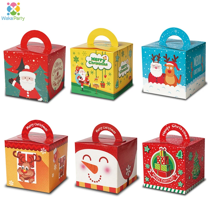 

12pcs Christmas Cartoon Candy Boxes Gift Bags 2019 Merry Christmas Decoration Xmas Party Favor Gift Box Bag for Kids Children
