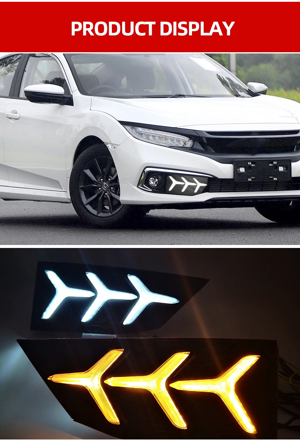 CSCSNL 2 шт. светодиодный DRL для Honda Civic седан с движущимся сигналом светодиодный противотуманный фонарь крышка дневной ходовой светильник