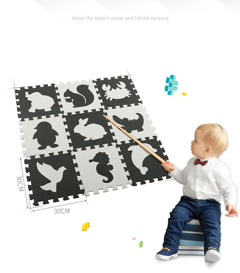 Tapis Puzzle Bébé En Mousse EVA - 25 Pièces Animaux Amovibles - Imperméable Et Facile à Nettoyer - Parc De Jeu - 7