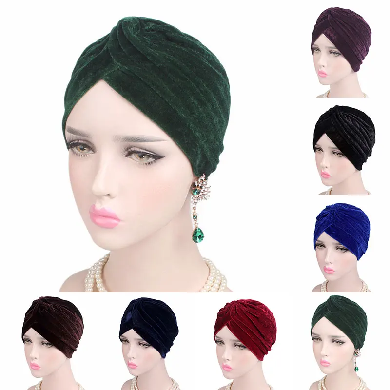Модный женский хиджаб, бархатная Кепка chemo, повязка на голову, мусульманский тюрбан, повязка на голову, банданы для женщин, повязка на голову, хиджаб для мусульманок, шарф
