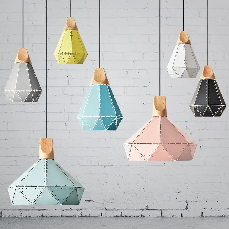 

Nordic Macaron Pendant Light Ceiling Lamps E27 Metal Wood Ceiling Light Cafe Bar Dining Room Pendant Lamp Fixtures