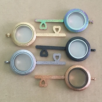 

Newest Design Key Shape Floating Locket Pendant Stainless Steel Silver Shine Floating Locket Screw Twist Floating Locket