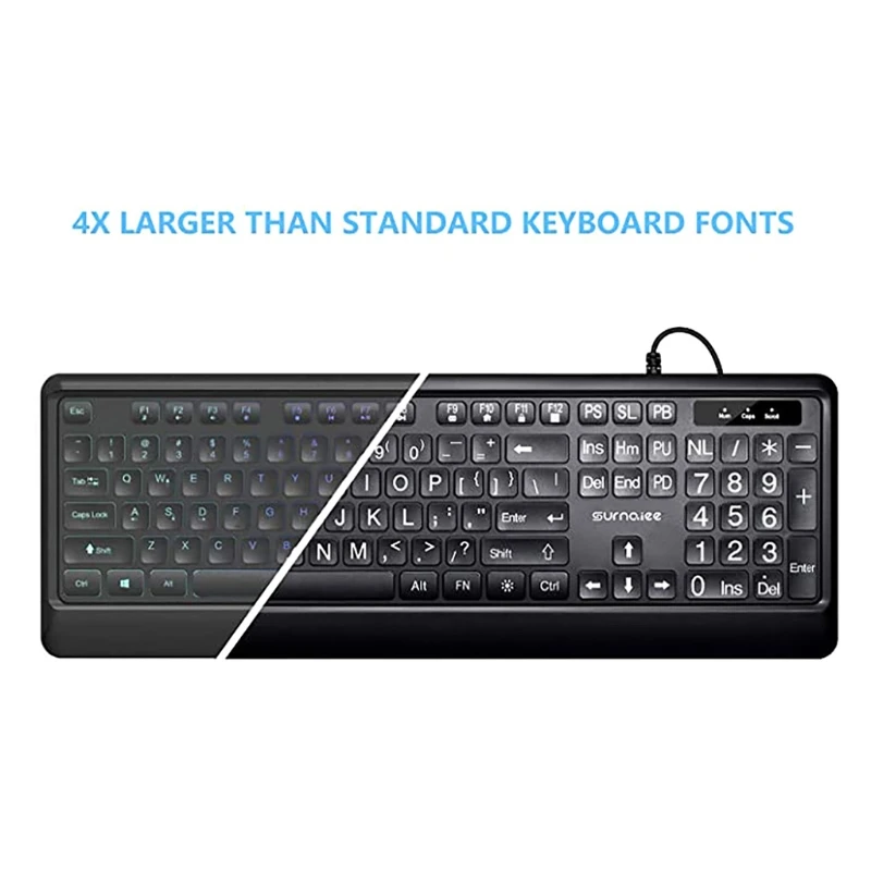 grande com branco iluminado led backlit teclado