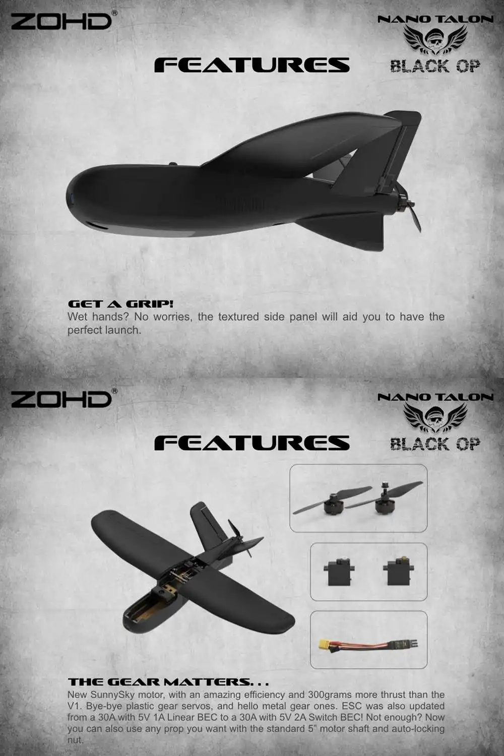 ZOHD Talon Black OP 860 мм размах крыльев AIO v-хвост EPP FPV крыло модель самолёта на радиоуправлении игрушки на открытом воздухе PNP w/FPV готовое ограниченное издание