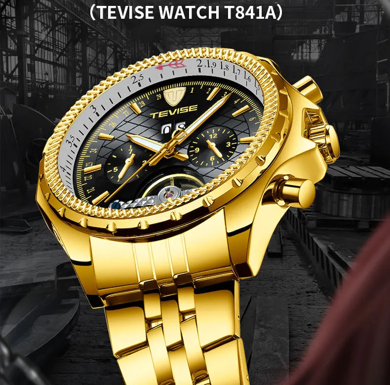 Tevise мужские часы automatic Tourbillon механические часы для мужчин с автоматическим заводом мужские роскошные золотые наручные часы Relogio Masculino