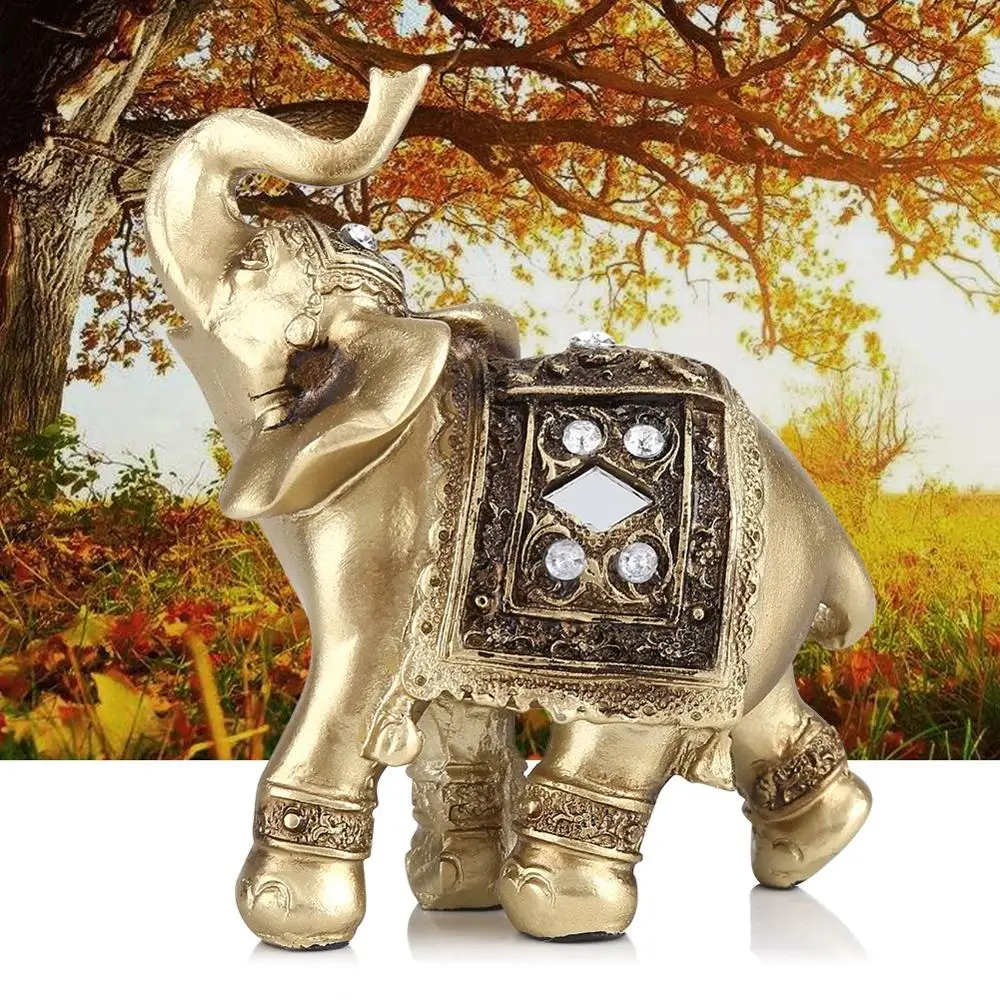 Статуя слона из золотой смолы Lucky Feng Shui элегантная статуя статуэтка счастливого
