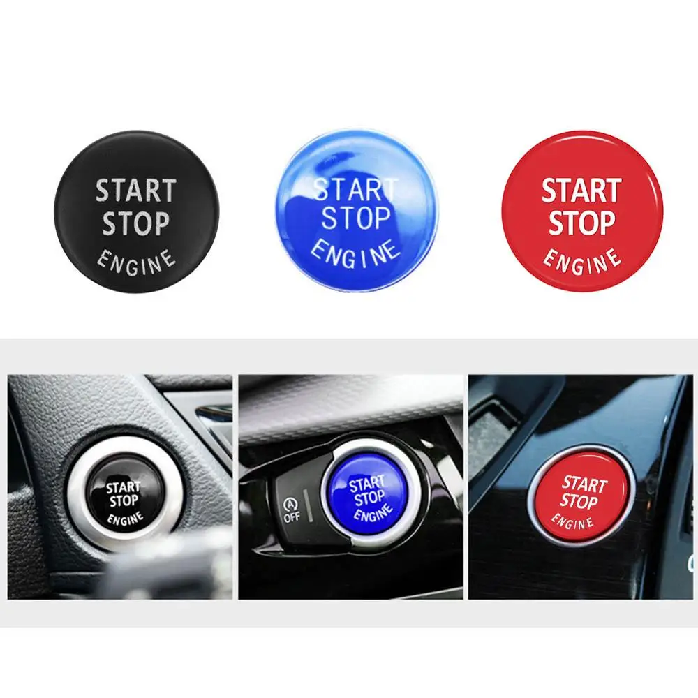 Car Engine Start Stop Switch Button Replace Cover for BMW 1/3/5 Series E87 E90/E91/E92/E93 E60 X1 E84 X3 E83 X5 E70 X6 E71 Z4 car engine start button cover car engine start button car engine start button sticker