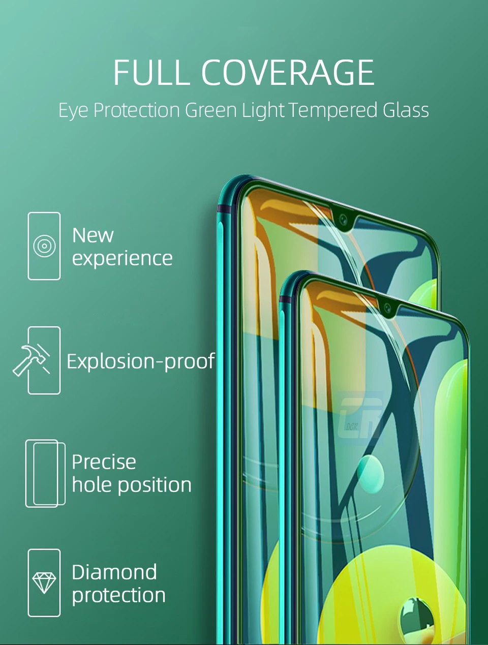 Real Eye Protection Tempered Glass for Samsung Galaxy A50S A40S Green Light Screen Protector for Galaxy M20 M10 A30 A20 A10 C7