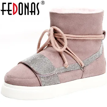 

FEDONAS Warm Suede Leather Shoes Woman Heels 2020 Fashion Winter Bots Women Waterproof Snow Newest Wedding Party Ankle Boots