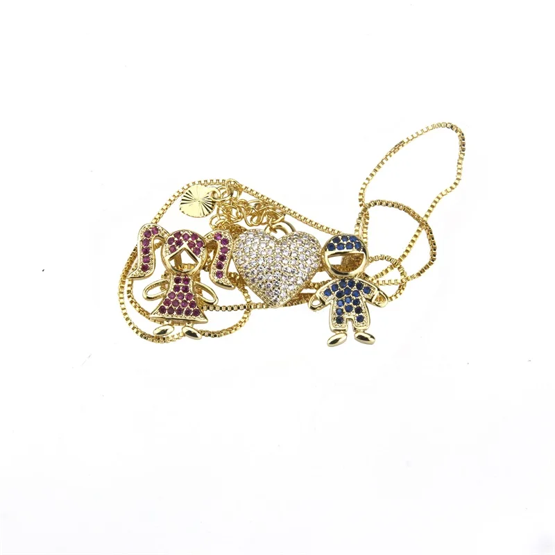 SUNSLL новое Золотое медное ожерелье, циркониевое ожерелье, ожерелье в форме сердца для мальчиков и девочек, модное милое ювелирное ожерелье для женщин и детей