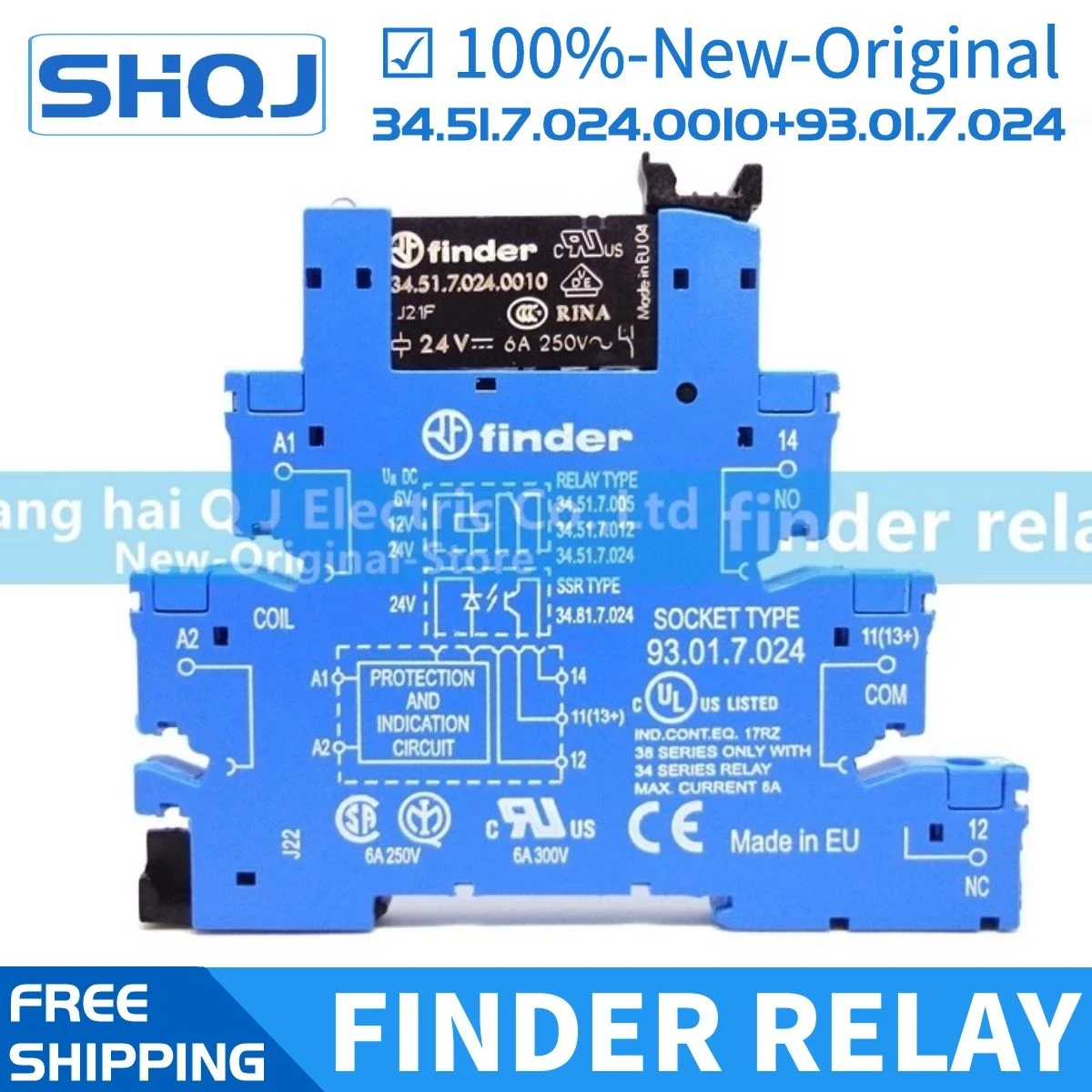 

5PCS finder relay 38.51.7.024.0050 (34.51.7.024.0010+93.01.7.024) 24VDC 6A Finder EMR Wafer relay Slim Relay 100%-new-original