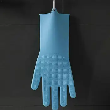

Kitchen Magic Cleaning Latex Gloves Eco-friendly Silicone Color Brush Dish Bathroom Washing Scrubber Gloves Dishwashing 5 R V2M9