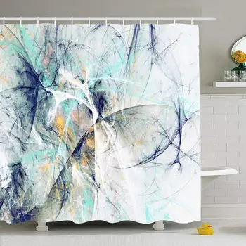 

Shower Curtain Set with Hooks 60x72 for Abstract Beautiful Yellow Blue Multicolor White Soft Frame Creative Color Cool Textures