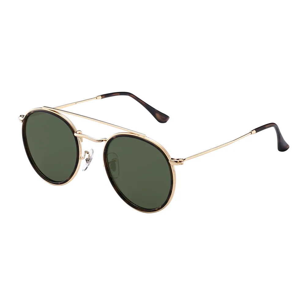 Vintage Round Polarized Sunglasses Men Women Double Bridge Metal Frame Sunglasses Driving UV400 black cat eye sunglasses