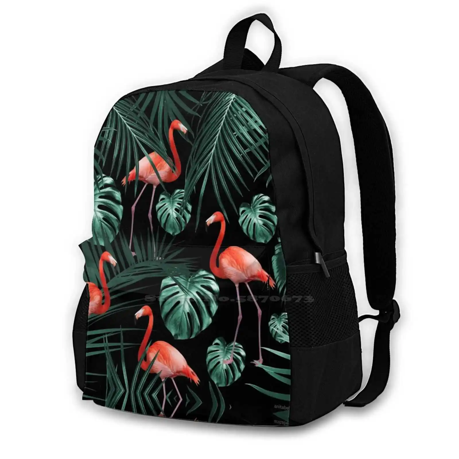 

Tropical Flamingo Night Pattern #1 #tropical #decor #art Backpack For Student School Laptop Travel Bag Collage Pattern Digital