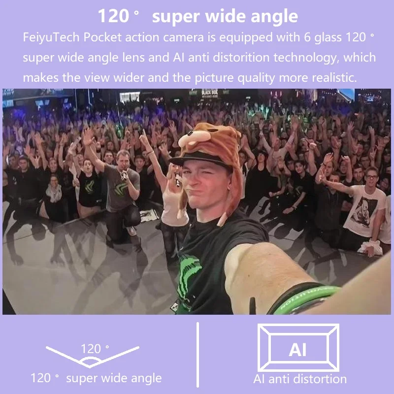 كاميرا أكشن مع جيمبل Feiyutech Pocket  بمحاور 6-Axis S بدقة 4K 60fps - Image 6