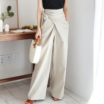

Fall 2020 vintage Office Ladies Korean Pants Women Loose Wide Legs Female Fashion Trousers Plain Pure Minimalist Elegant Pants