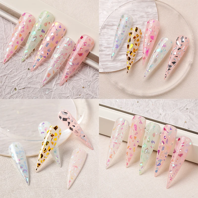 Nail Decoration Irregular Glass Paper Nails Glitter Nail Flakes Slices Sparkly Sequins Paillette Tips 3D DIY Manicure