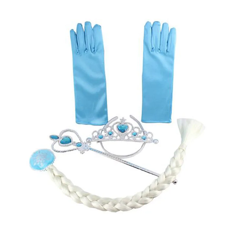 only accessories Новинка года; платье Эльзы для девочек; платье принцессы Эльзы для костюмированной вечеринки; 2 платья; Детский костюм на Хеллоуин; детское платье в морском стиле - Цвет: only accessories