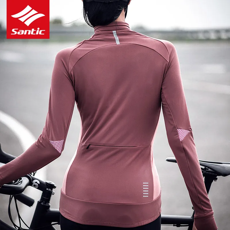 Santic PRO Team Женская велосипедная Джерси с длинным рукавом, ветрозащитная куртка для горного велосипеда, Зимняя Теплая Флисовая велосипедная одежда