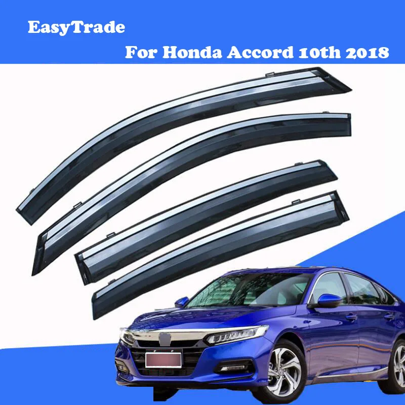 

4pcs Car Window Visor Door Rain Sun Shield Side Windows Cover Trim For Honda Accord 2018 2019 Accessories 10th