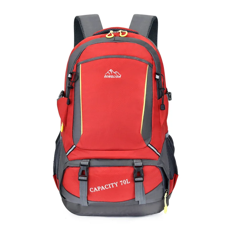 Мужской водонепроницаемый нейлоновый рюкзак унисекс 70L, рюкзак для путешествий, походная спортивная сумка, рюкзак для альпинизма, кемпинга для мужчин - Цвет: Красный