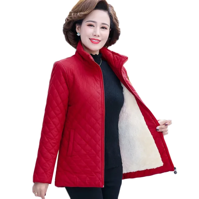 Autumn Winter Jacket Women 2022 New Solid Plus Velvet Cotton Padded Coat  Thin Short Jacket Middle-aged Female Tops Excellent product recommendation