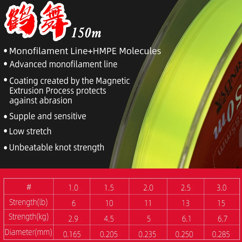 TSURINOYA танцевальный кран 150 м однонитевая леска + молекула HMPE рыболовная длинная