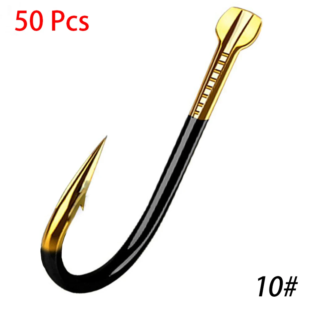 50Pcs Fishing Hooks High Carbon Steel Sharpened Fishing Tackle Tungsten Alloy Hook - Цвет: As Shown
