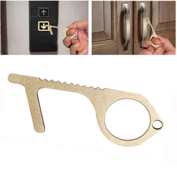 

EDC Door Opener Door Handle Key Metal Door Opener Portable Door Handle Press Elevator Tool Hygiene Hand Antimicrobial Brass