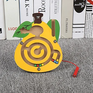 Yellow Pear Детский Магнитный лабиринт, игрушка деревянная головоломка для детей игра игрушка Дети Ранний Образовательный мозговой тизер деревянная игрушка интеллектуальная головоломка доска - Цвет: Yellow Pear