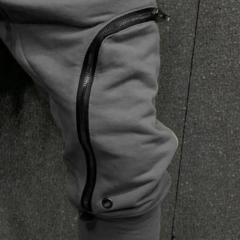 Cargo Pants Men Fashion Solid Color Drawstring Casual Multi Zippers Pockets Trousers Hip Hop Style Men Harem Pants Streetwear wide leg pants fashion pants fashionable wide leg pants