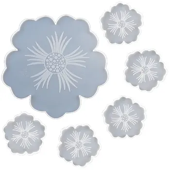 

Flower Irregular coaster resin mold petal silicone tea tray set handmade DIY crystal epoxy mold thick and durable
