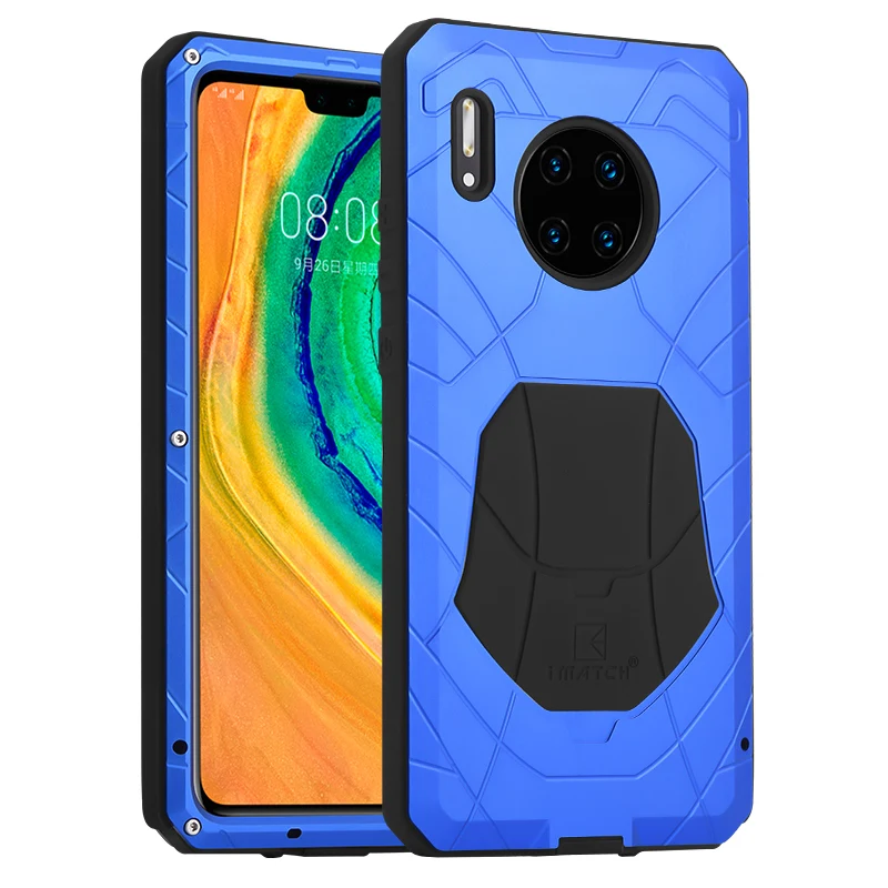 Повседневный водонепроницаемый чехол для huawei mate 30 Pro 5G, Роскошный Металлический силиконовый чехол, защитный чехол для huawei mate 30/Pro 5G, чехол s Coque - Цвет: Синий