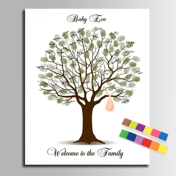 

Wedding gifts for guests Fingerprint tree Canvas Painting Baby Shower Guest Book Signature guest book recuerdos de boda