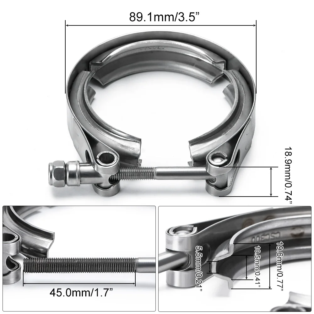 2.25 V Band klemm flansch Kit (Edelstahl 304 Clamp + SUS304 Flansch) für  turbo auspuffrohr PQY5282