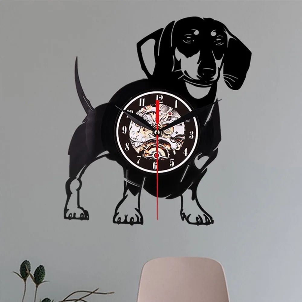Vinyl Wall Clock Vinyl Record Creative Wall Clock- A Puppy Without Light