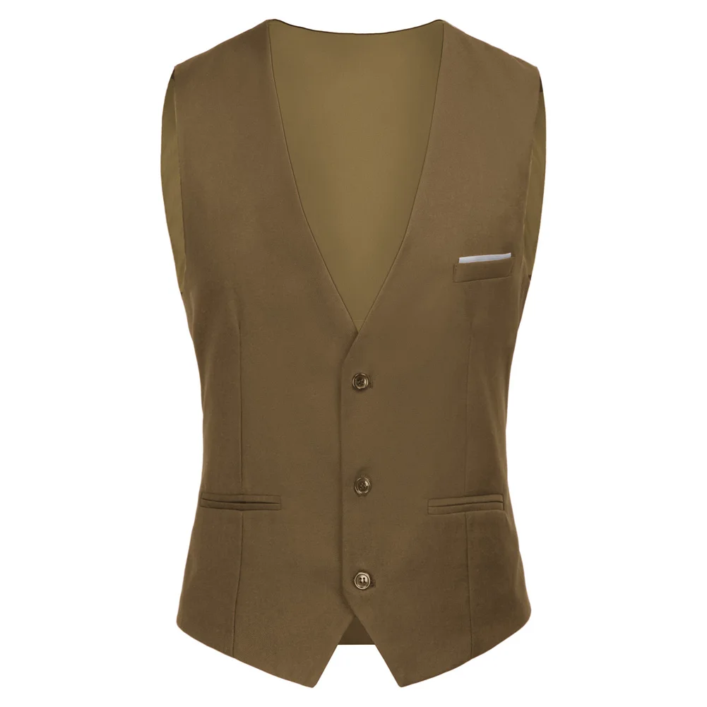 Coyote PAUL JONES мужской деловой костюм жилеты Slim Fit 3 кнопки короткое пальто в формальном стиле стильный костюм с v-образным вырезом жилет свадебное платье жилет PJAD1064 - Цвет: Coyote