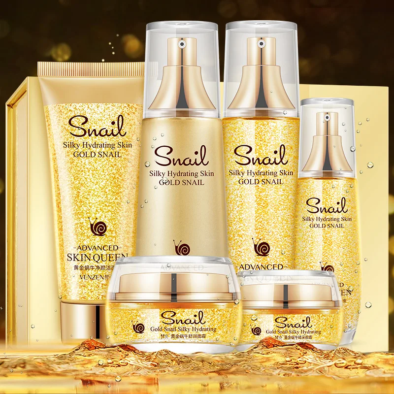 

Fan zhen 24 K Gold Set Water Moisturizing Snail Shu Yun Six Pieces Set Shrink Pores 24k Gold Set Skin Care Products