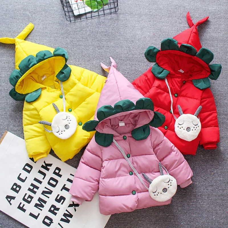 

Baby Girls Cartoon Deer Backpack Cotton-padded Clothes 2018 New Style Babies' Cotton-padded Clothes Kids Clothes