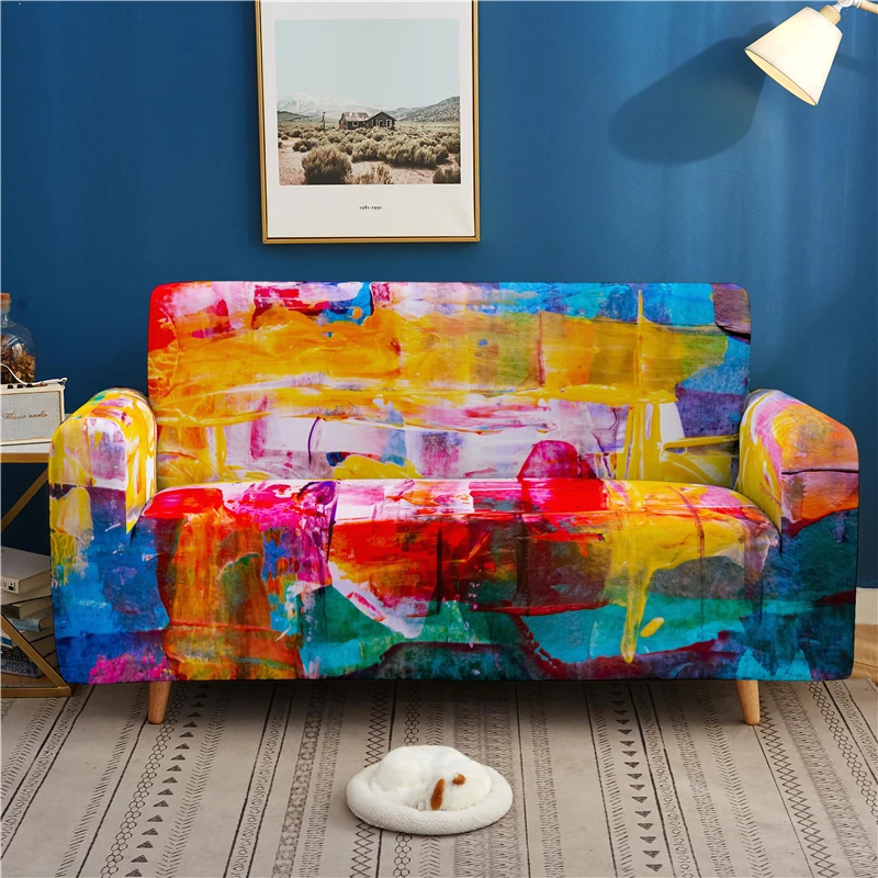 3D Hip-hop Print Elastic Sofa Cover Graffiti All-inclusive Stretch Couch Cover for Living Room Armchair Slipcover 2020 Fashion