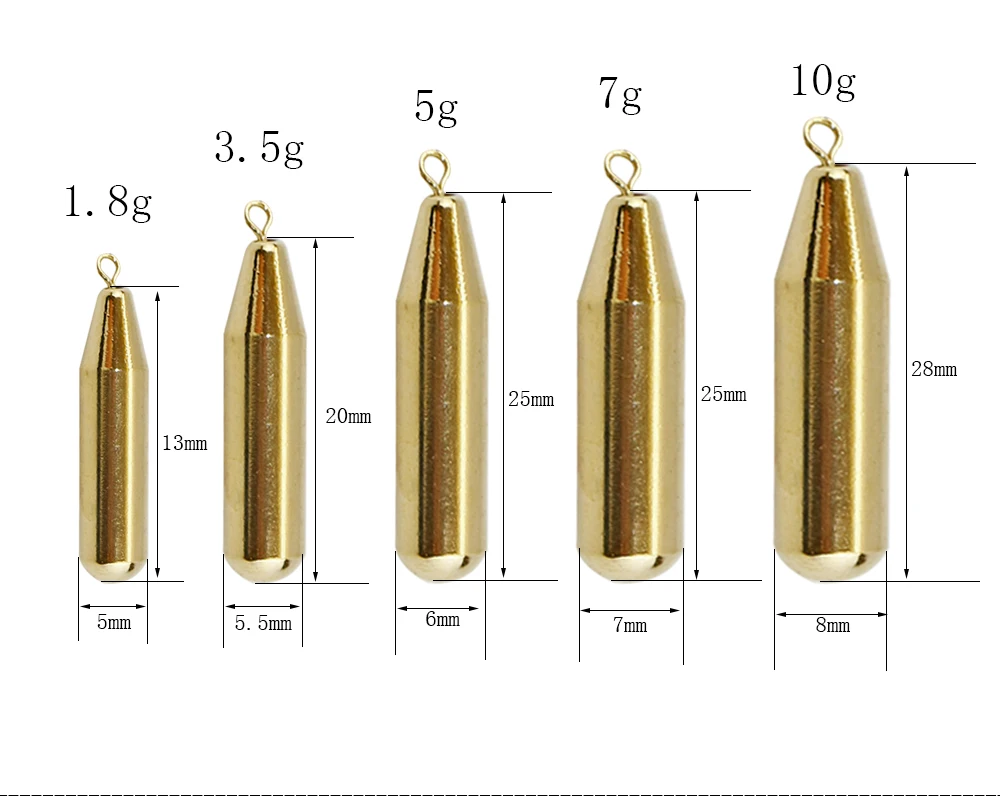 AI-SHOUYU, 1,8 г, 3,5 г, 5 г, 7 г, 10 г, латунные пули, грузики для Техасского слайдера, морской снасти, свинец, щука, окунь, чуб, рыболовные снасти