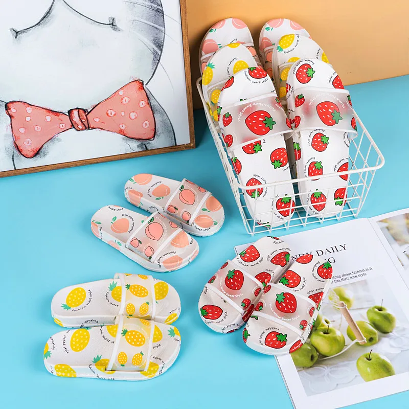 Zapatillas de casa para padres e hijos, frutas, piña y fresa, Peach