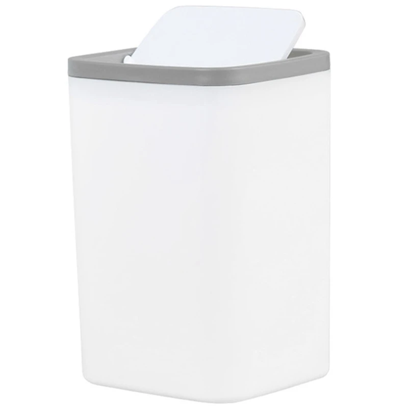 

ABUI-Waste Bin Small Trash Can Mini Desktop Ashcan Tabletop Trashbox For Desk Car Trash Bin Gray