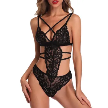 

Women sexy lingerie set Bodysuits for Women Bras & Panties Lace Print Solid Intimates lingerie sexy femme @7