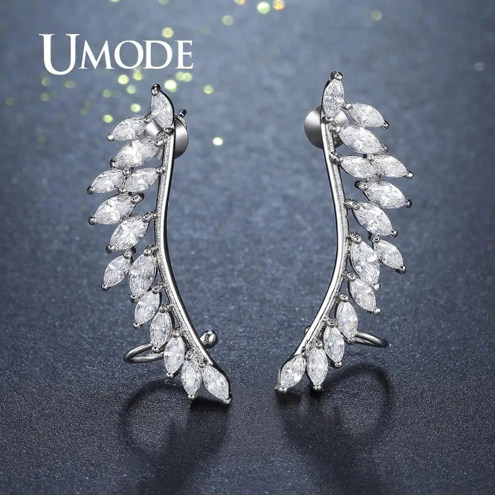 UMODE Brand Design Fashion Feather Crystal Stud Earrings for Women  Jewelry Leaf Earrings Pins Brincos Femme UE0267