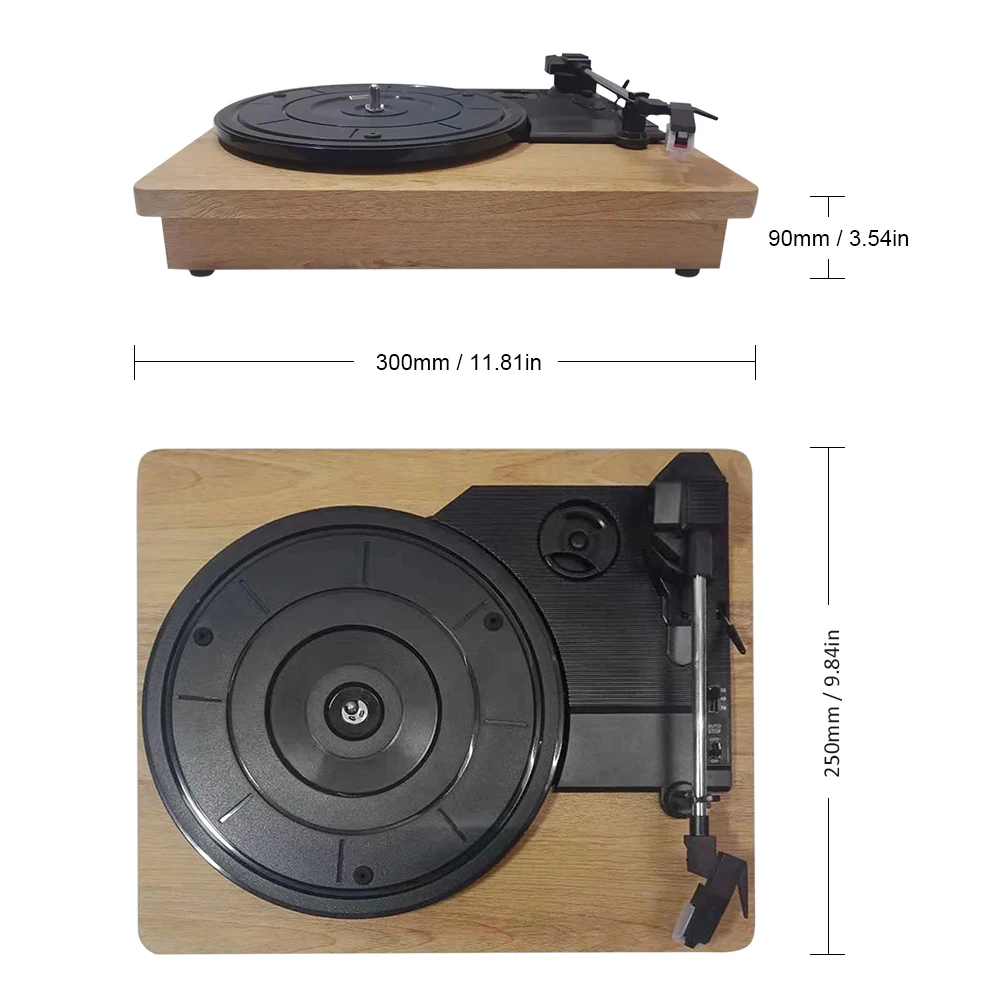 33 45 78 rpmポータブルレトロ蓄音機ビニールレコードプレーヤー