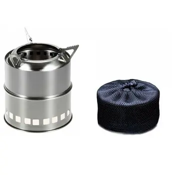 

Potable Wood Burning Stoves for Picnic BBQ Camp Hiking with Grill Grid Cast Iron Compact Space Saving Design Outdoor