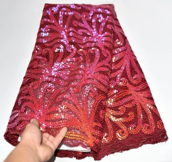 

2020 African Sequin Tulle Lace Fabric High Quality French Net Lace Fabric Organza Embroidery Nigerian Lace Fabric Wedding TF-985