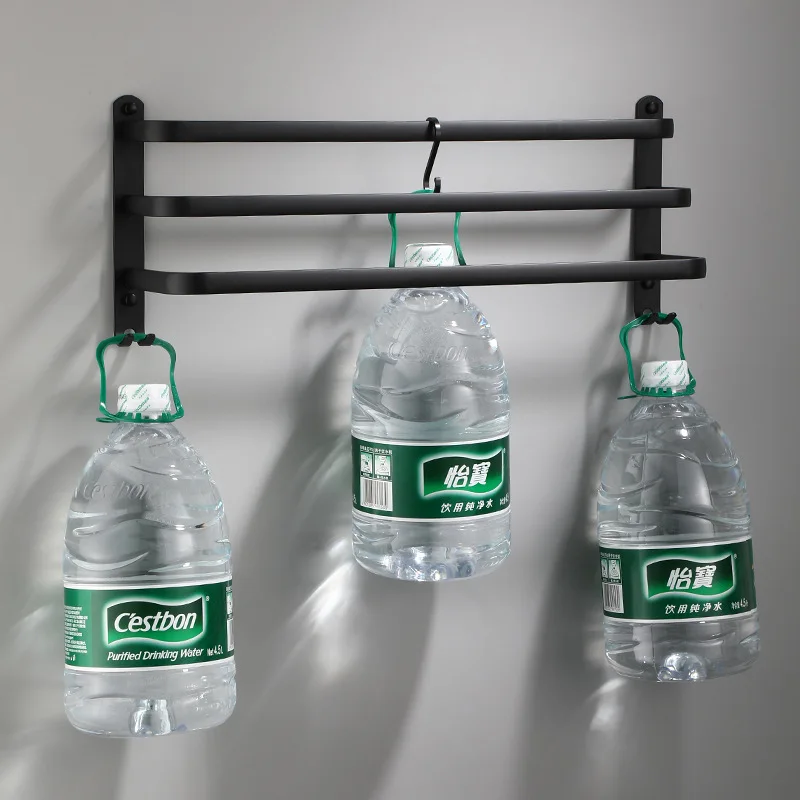 Bakicth Towel Hanger Wall Mounted Towel Rack Bathroom Space Aluminum Fashion White Bar Rail Matte White Holder